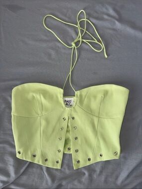Princess Polly Neon Lime Strapless Corset Halter Top